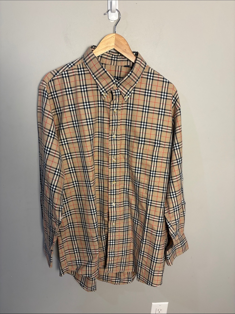 Burberry London Signature Plaid Button-Down Long Sleeve Shirt Men’s XXL
